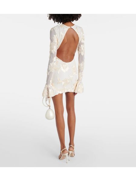 Φλοράλ φόρεμα από διχτυωτό Rotate λευκό