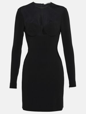 Mini vestido de malla de crepé Stella Mccartney negro