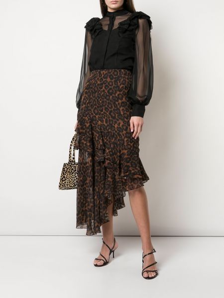 Falda con estampado leopardo Erdem marrón