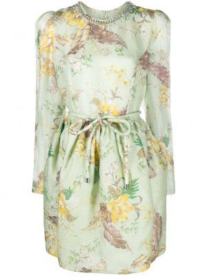 Obleka s cvetličnim vzorcem s potiskom Zimmermann zelena