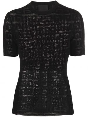 Priehľadné velurové tričko s krátkymi rukávmi Givenchy - čierna