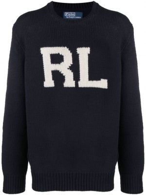 Bavlnený sveter s výšivkou s výšivkou Polo Ralph Lauren modrá