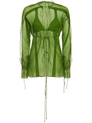 Svilena bluza od šifona Christopher Esber zelena