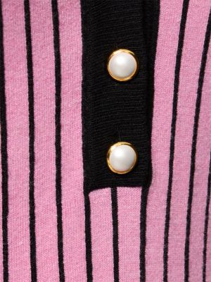 Mini obleka s črtami z v-izrezom Alessandra Rich roza