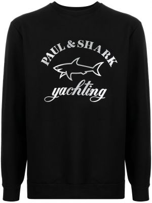 T-shirt con stampa a maniche lunghe Paul & Shark nero