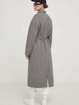 Oversized vlněný kabát Answear Lab šedý