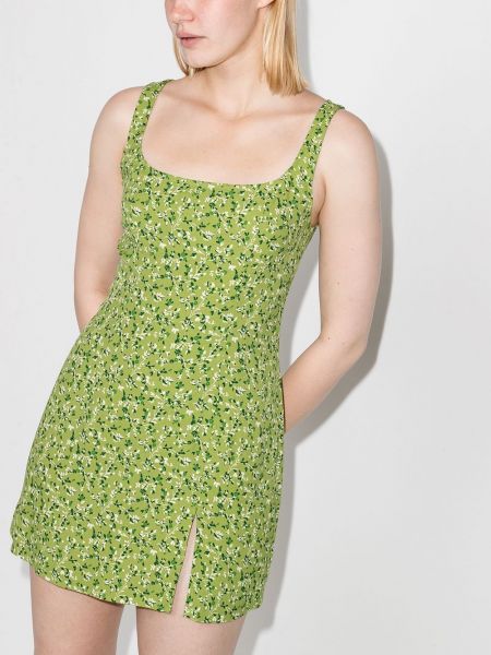 Mini vestido de flores con estampado Reformation verde