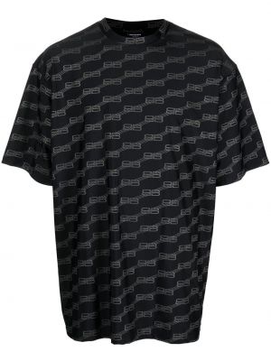 Tričko s potiskem s krátkými rukávy Balenciaga - černá
