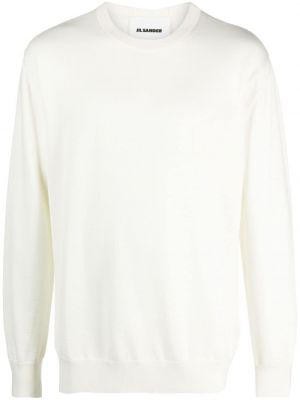 Вълнен пуловер с кръгло деколте Jil Sander бяло