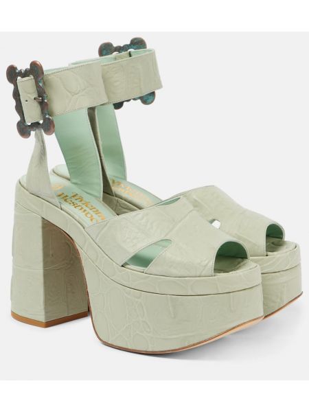 Kožne sandale s platformom Vivienne Westwood zelena