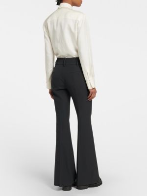 Vlněné kalhoty s vysokým pasem relaxed fit Gabriela Hearst černé