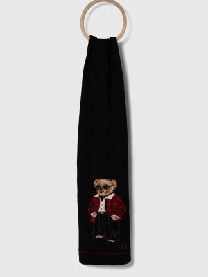 Вълнен шал с апликация Polo Ralph Lauren черно
