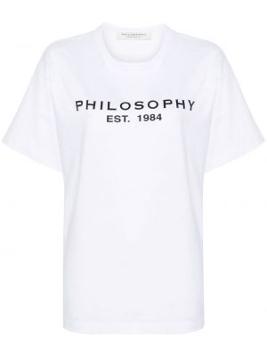 Raštuotas medvilninis marškinėliai Philosophy Di Lorenzo Serafini balta