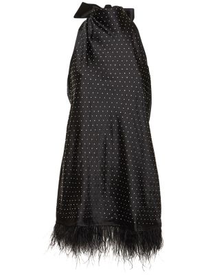 Saténové mini šaty z peří Weworewhat - černá