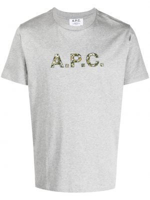 T-shirt en coton à imprimé A.p.c. gris