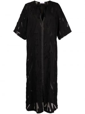 Průsvitné viskózové midi šaty z polyesteru Rodebjer - černá