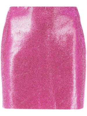 Φούστα mini με φερμουάρ με πετραδάκια Drhope ροζ