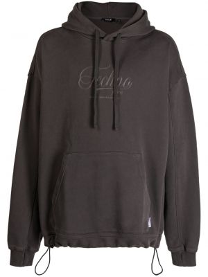 Pamučna hoodie s kapuljačom s vezom Five Cm siva