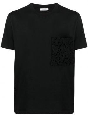 Raštuotas medvilninis marškinėliai Valentino Garavani juoda