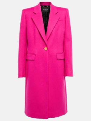 Vlněný kabát Versace růžový
