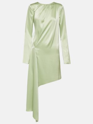 Асимметричное атласное платье миди Jw Anderson зеленое