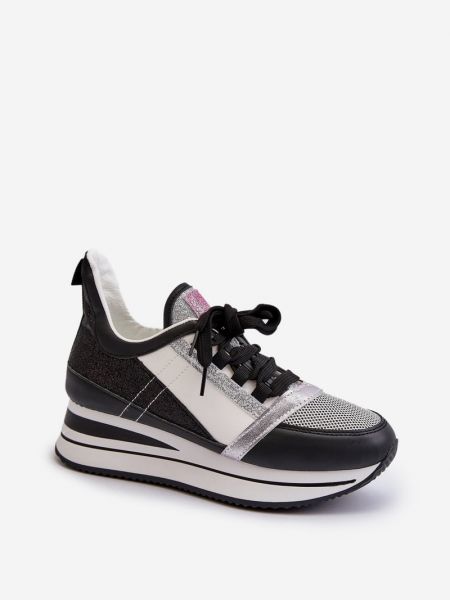 Sneakers με πλατφόρμα με τακούνι-σφήνα Kesi μαύρο