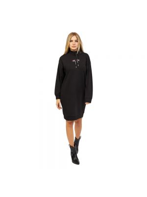 Dzianinowa sukienka midi ze stójką Armani Exchange czarna