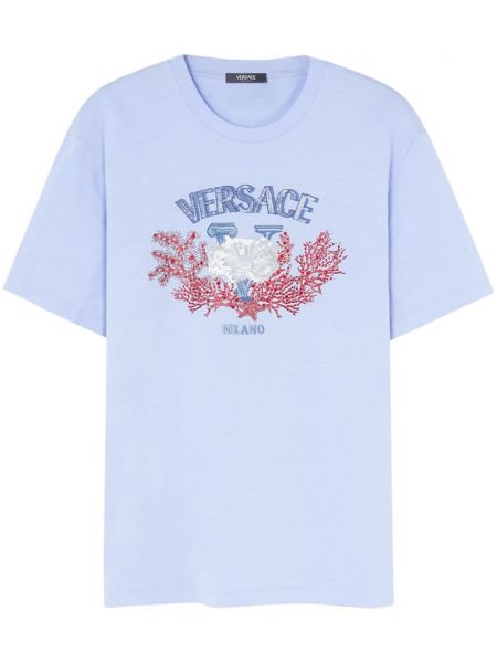 Тениска с принт Versace синьо