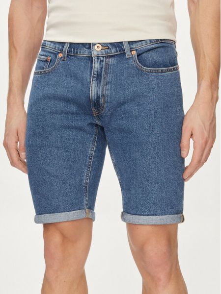 Slim fit priliehavé džínsové šortky Hugo modrá