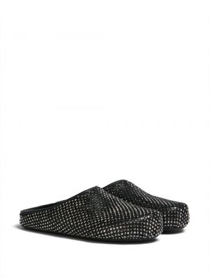Křišťálové kožené sandály Marni černé