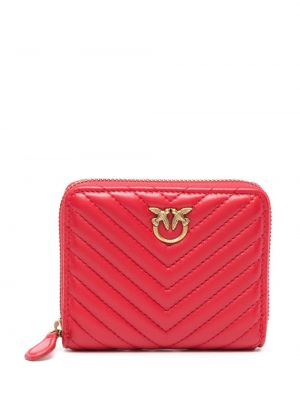Prešívaná kožená peňaženka Pinko červená