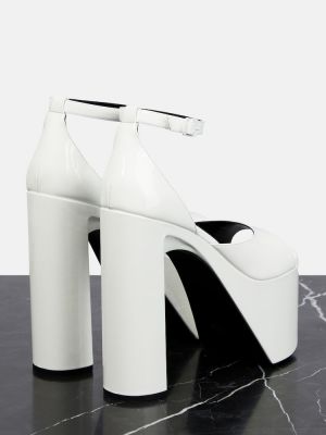 Sandales en cuir à plateforme vernis Balenciaga blanc
