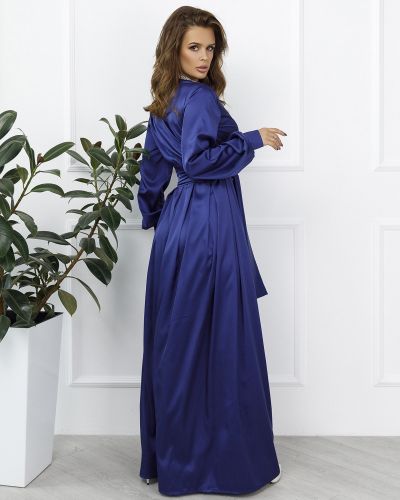 Шелковое длинное платье Issa Plus синее
