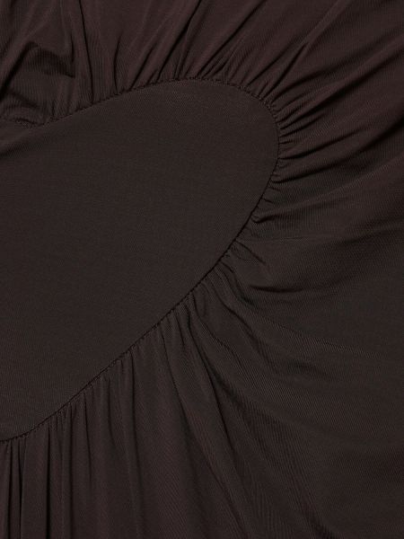 Drapovaný asymetrická saténová midi sukňa Acne Studios hnedá