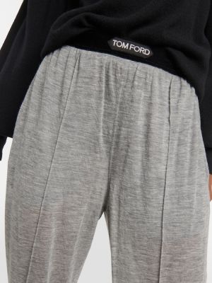 Pantaloni cu picior drept din cașmir Tom Ford gri