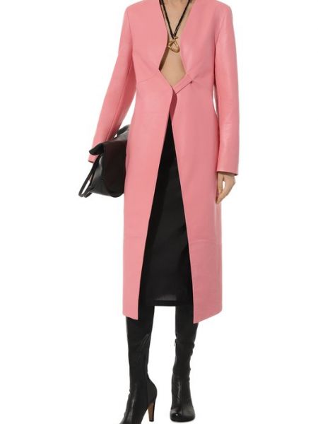 Кожаное пальто Ruban розовое