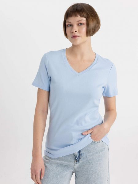 Slim fit t-krekls ar v veida izgriezumu ar īsām piedurknēm Defacto