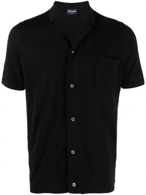 Памучна риза с копчета Drumohr черно