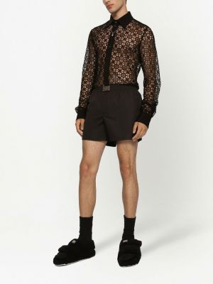 Chemise avec manches longues en dentelle Dolce & Gabbana noir