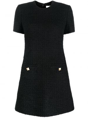 Mini robe avec manches courtes en tweed Valentino Garavani noir