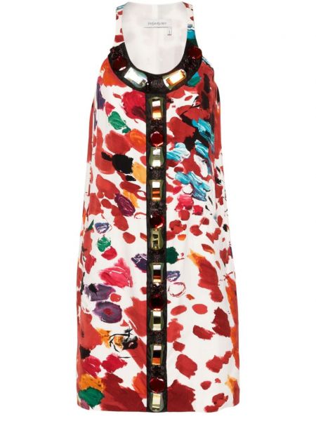 Prosta sukienka z nadrukiem w abstrakcyjne wzory Saint Laurent Pre-owned