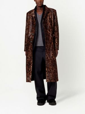 Leopardí kabát s knoflíky s potiskem Ami Paris hnědý