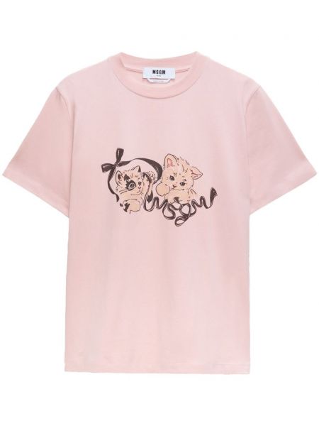 Tricou din bumbac cu imagine Msgm roz