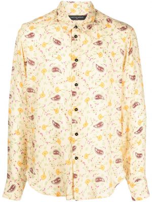 Camisa de cachemir con estampado con estampado de cachemira Garçons Infidèles amarillo