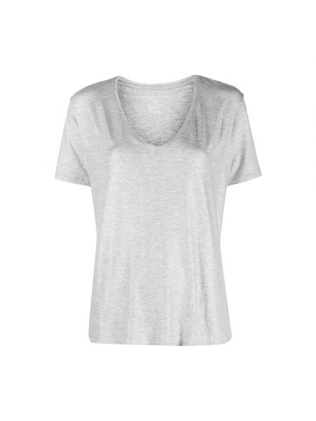 Melange t-shirt mit v-ausschnitt Majestic Filatures grau