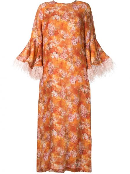 Vestido de cóctel con plumas de plumas Bambah naranja