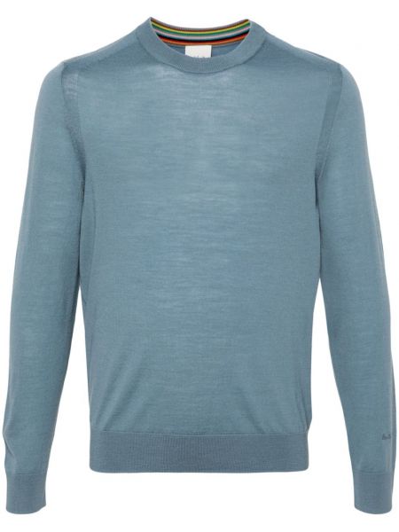 Дълъг пуловер от мерино вълна Paul Smith синьо