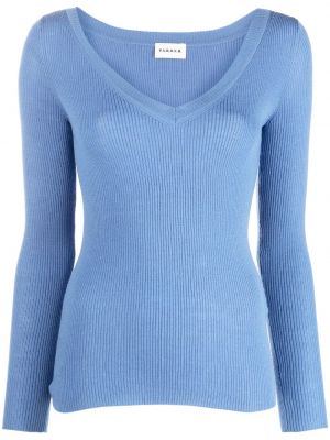 Вълнен пуловер с v-образно деколте P.a.r.o.s.h. синьо
