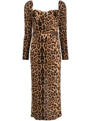 Robe de soirée à imprimé à imprimé léopard The New Arrivals Ilkyaz Ozel marron