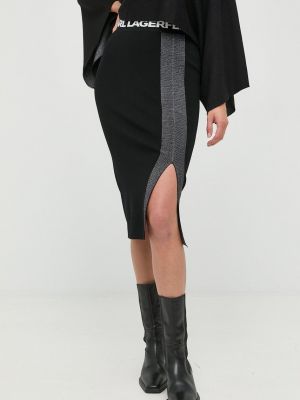 Viskózové midi sukně Karl Lagerfeld - černá